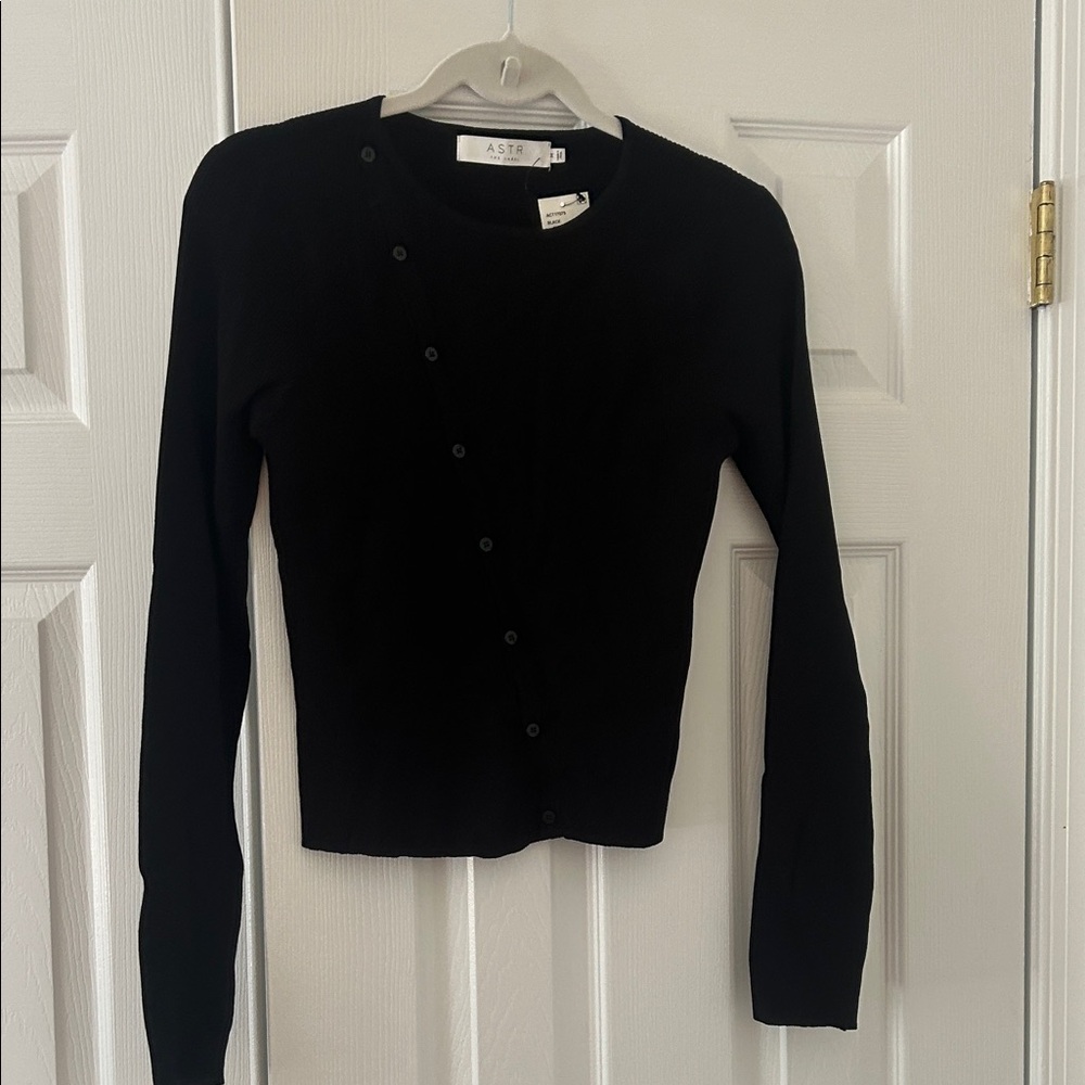 ASTR Black Button-Up Cardigan